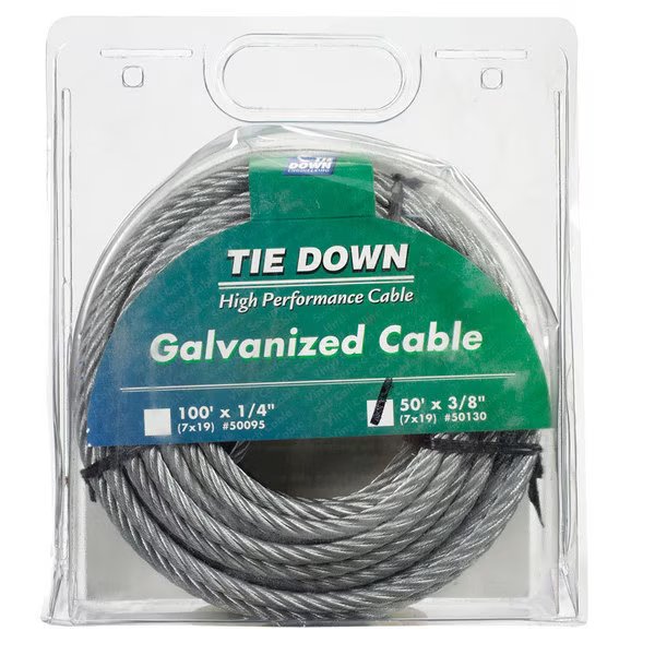 PRE-CUT CABLE50'GALV3/8